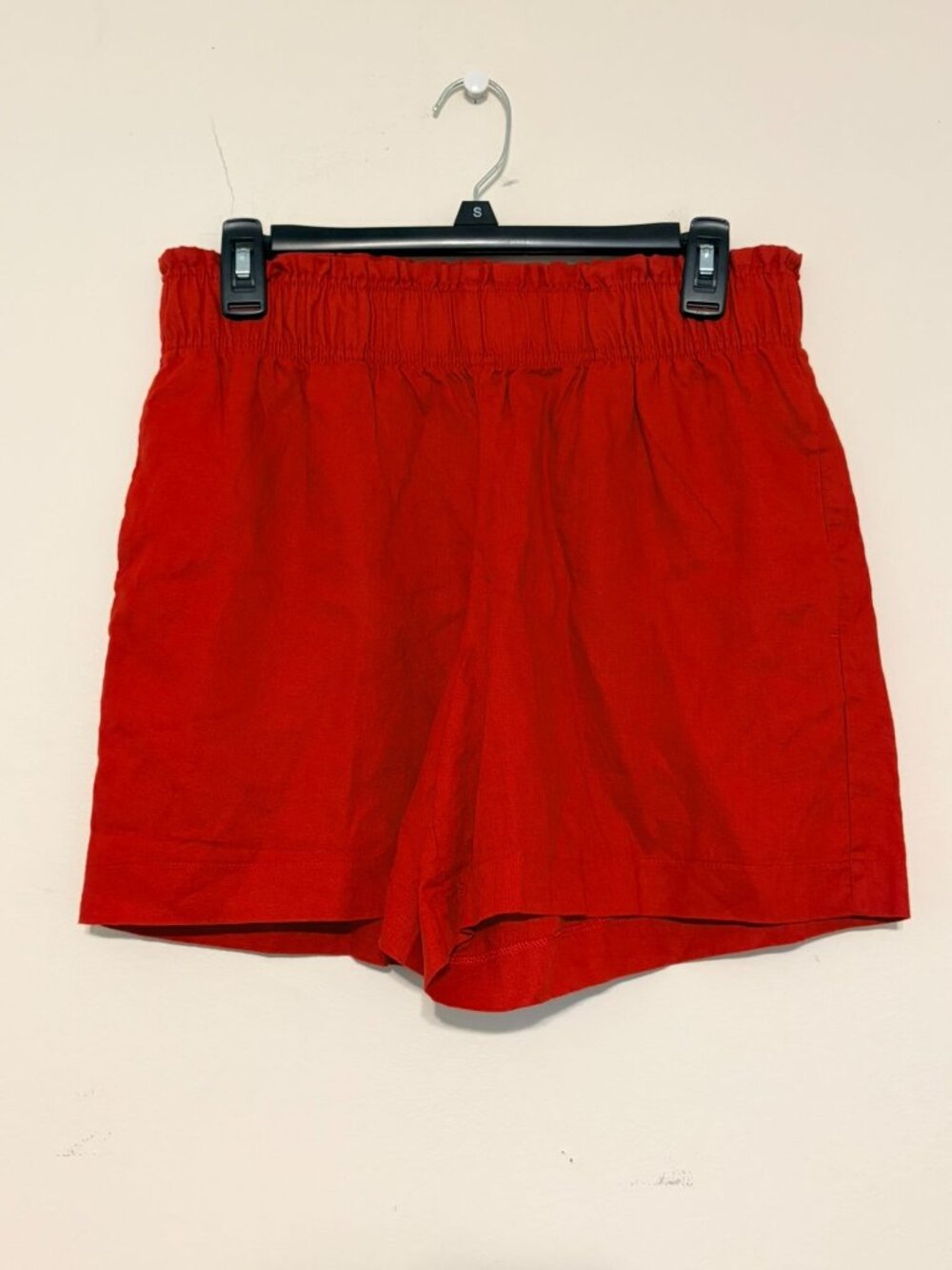 Women's Quince 100% European Linen High Waisted Short Orange Coral Size Medium